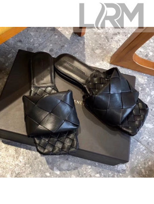 Bottega Veneta Lambskin BV LIDO Flat Sandals Black 2020