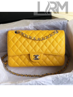 Chanel Grained Calfskin Medium Classic Flap Bag A1112 Yellow
