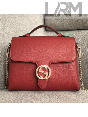 Gucci GG Leather Top Handle Bag 510302 Red 2018