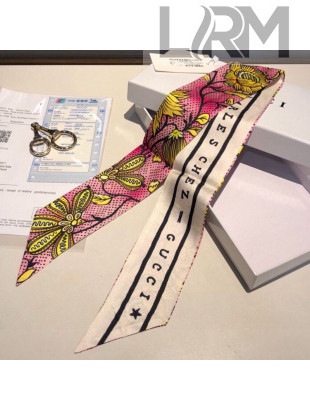 Gucci Flora Print Bandeau Scarf 5x85cm Pink 2021