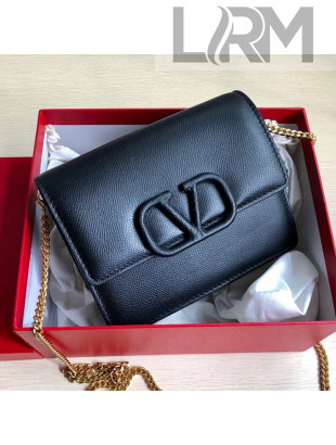 Valentino VLock Grained Calfskin Chain Shoulder Bag 0069 Black 2019