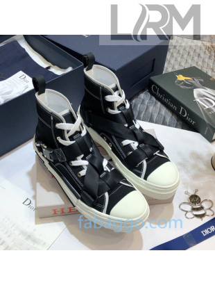 Dior B23 Nylon High-top Sneakers with Cross Straps Black 2020 (For Women and Men)