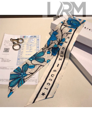 Gucci Flora Print Bandeau Scarf 5x85cm Blue 2021