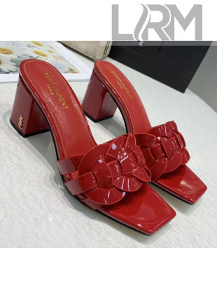 Saint Laurent Patent Leather Slide Sandal With 6.5cm Heel Red 2020