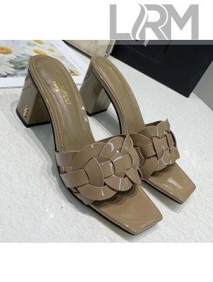Saint Laurent Patent Leather Slide Sandal With 6.5cm Heel Grey 2020