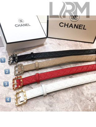 Chanel Quilted Lambskin Belt 30mm with Pearl Chain Framed Buckle 2019