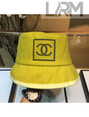 Chanel Wool Frame CC Bucket Hat Yellow 2020