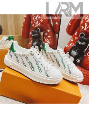 Louis Vuitton Time Out Signature Print Leather Sneakers White/Green 2021