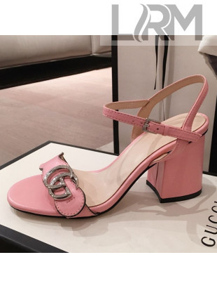 Gucci Leather GG Strap Mid-heel Sandals Pink 2021