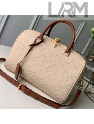 Louis Vuitton Monogram Empreinte Leather Speedy Bandouliere 25 M44736 Cream White 2019