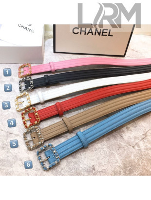 Chanel Striped Lambskin Belt 30mm with Pearl Chain Framed Buckle 2019