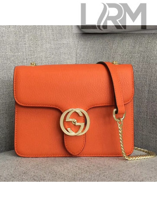 Gucci GG Leather Small Shoulder Bag 510304 Orange 2018