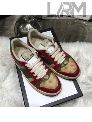 Gucci Women's Screener Leather Sneaker ‎570442 Gold 2019