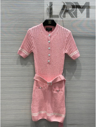 Chanel Knit Dress Pink 2022 031214
