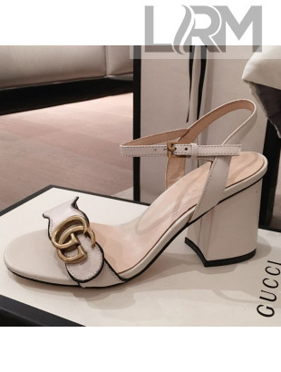Gucci Leather GG Strap Mid-heel Sandals White 2021