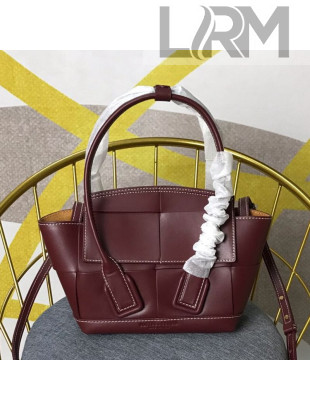 Bottega Veneta Arco Mini Bag in Smooth Maxi Woven Calfskin Burgundy 2019