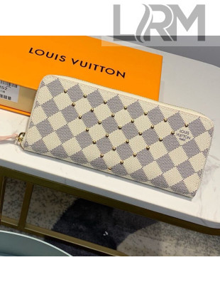 Louis Vuitton Damier Azur Canvas Studded Clemence Long Zipped Wallet N60252 2019