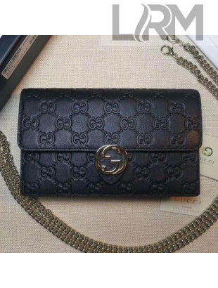 Gucci GG Leather Wallet on Chain WOC 409340 Black 2020