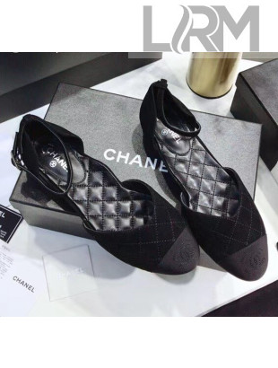 Chanel Mary Janes Ballerina G36048 in Suede Calfskin & Grosgrain Black 2020