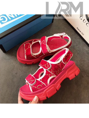 Gucci GG Velvet Sporty Sandal Red 2020