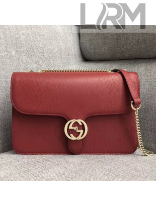 Gucci GG Leather Medium Shoulder Bag 510303 Red 2018