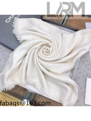 Chanel Cashmere Silk Sqaure Scarf 140x140cm White 2021 21100753