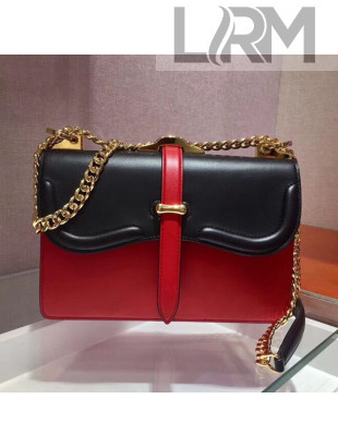 Prada Belle Leather Shoulder Bag 1BD188 Red/Black 2019