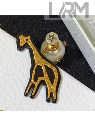 Dior Giraffe Charm Tribales Pearl Earrings Aged Gold/White 2019