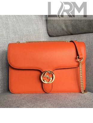 Gucci GG Leather Medium Shoulder Bag 510303 Orange 2018