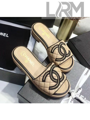 Chanel Quilting Lambskin Mules Sandals G35903 Apricot 2020