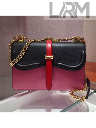 Prada Belle Leather Shoulder Bag 1BD188 Pink/Black 2019