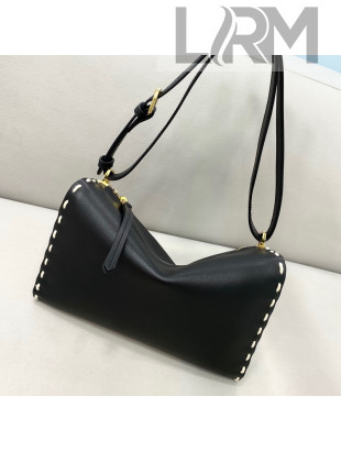 Fendi Triangle Mini Bag in Stitching Leather Black 2021 8388 