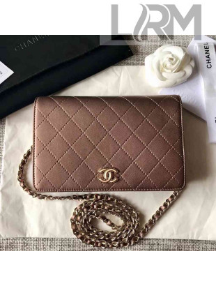 Chanel Wallet on Chain WOC Bag in Metallic Calfskin with Resin CC 2018