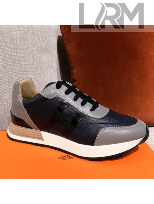 Hermes Avantage Leather Sneakers Black/Grey 2021 02 (For Women and Men)