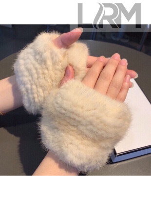 Chanel Fingerless Mink Fur Gloves Light Beige 30 2020