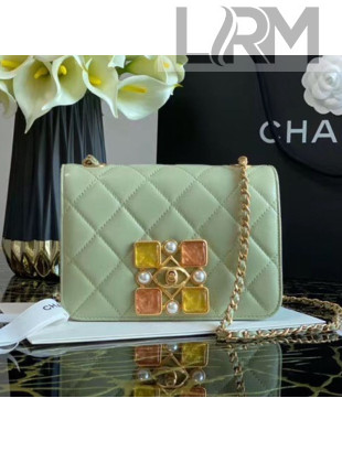 Chanel Quilted Calfskin Resin Stone Flap Bag AS2259 Light Green 2020