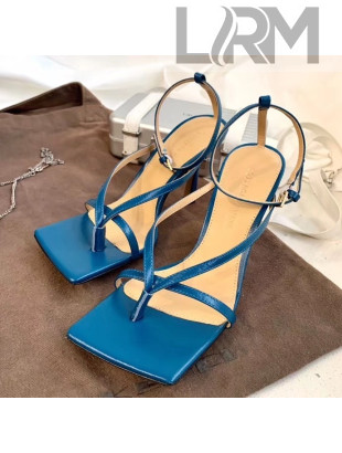 Bottega Veneta Lambskin Straps High-Heel Square Sandals Deep Blue 2020