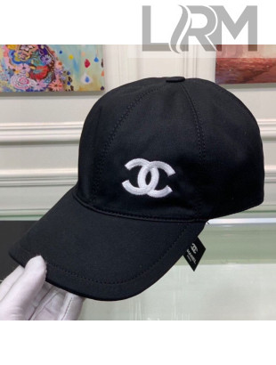 Chanel Side CC Embroidered Canvas Baseball Hat Black 2021