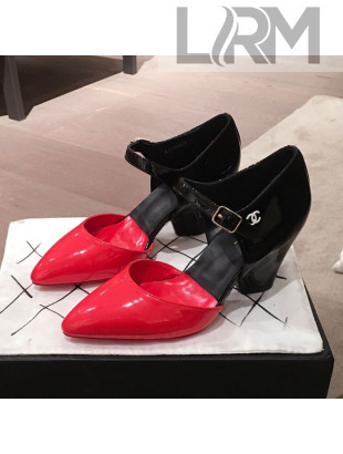 Chanel Patent Calfskin Mary Jane Pumps G35426 Red/Black 2020