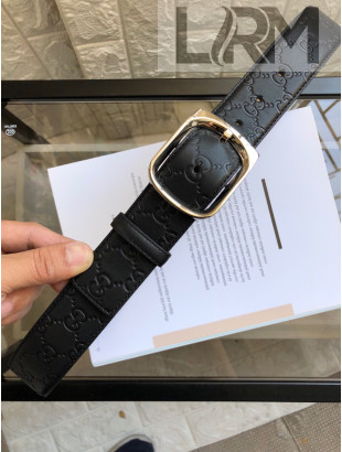 Gucci GG Calfskin Belt 38mm with Square G Buckle Black 2019