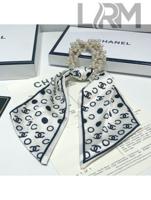 Chanel Silk Pearl Hair Ring White 2021