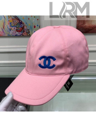 Chanel Side CC Embroidered Canvas Baseball Hat Pink 2021