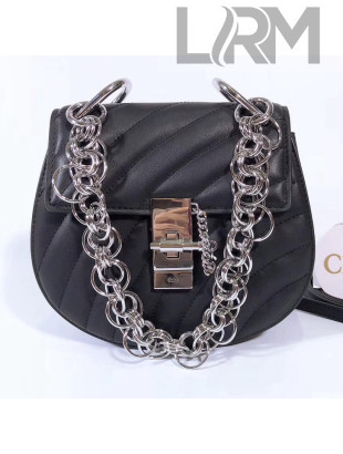 Chloe Mini Drew Bijou Shoulder Bag in Quilted Calfskin Black 2018(Silver Hardware)