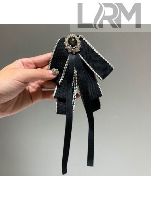 Chanel Necktie Bow Brooch Black 2020