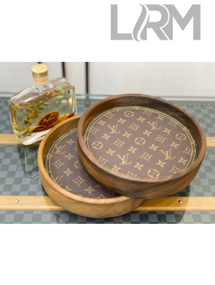 Louis Vuitton Wood and Monogram Canvas Round Tray 2021