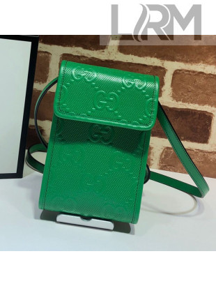 Gucci GG Embossed Perforated Leather Vertical Mini Bag 625571 Green 2020