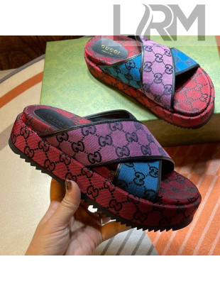 Gucci GG Canvas Platform Sandal 663666 Multicolor 2021