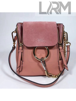 Chloe Smooth & Suede Calfskin Small Faye Backpack Pink 2018