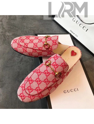 Gucci Princetown GG Canvas Flat Slipper Mules 475094 Red 2019