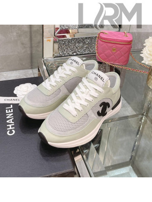 Chanel Leather & Mesh Sneakers Gray/White 2021 112268